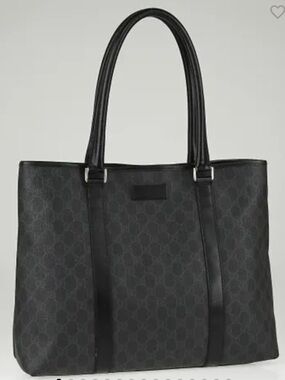 Gucci Black/Grey GG Coated Canvas Large Tote Bag.  16.5"W x 11.8"H x 7.2"D